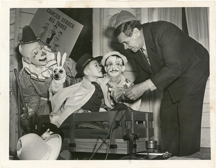 1948 Babe Ruth Original Photo With Child & Clowns (PSA Type 1)